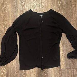 Express Black Blouse with Button Detail